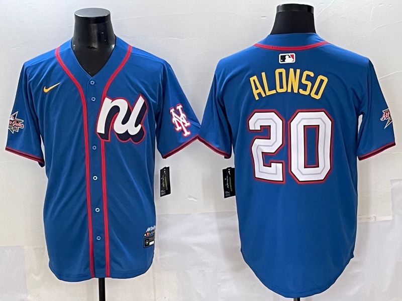 Men 2025 New York Mets 20 Alonso Blue All star Nike MLB Jersey style 1
